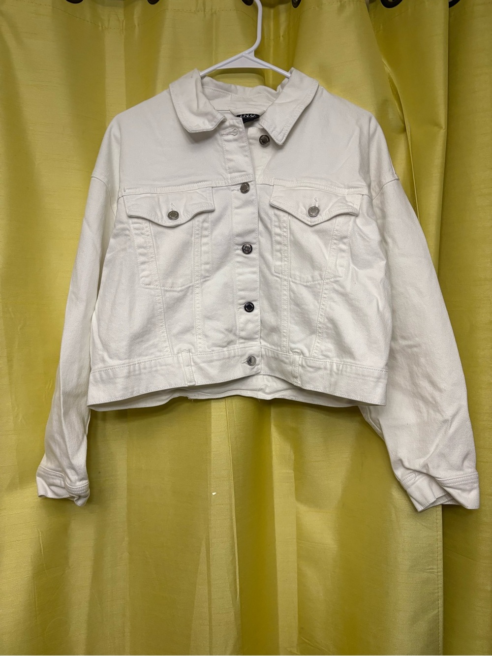 INC International Concepts White Cropped Denim Jacket